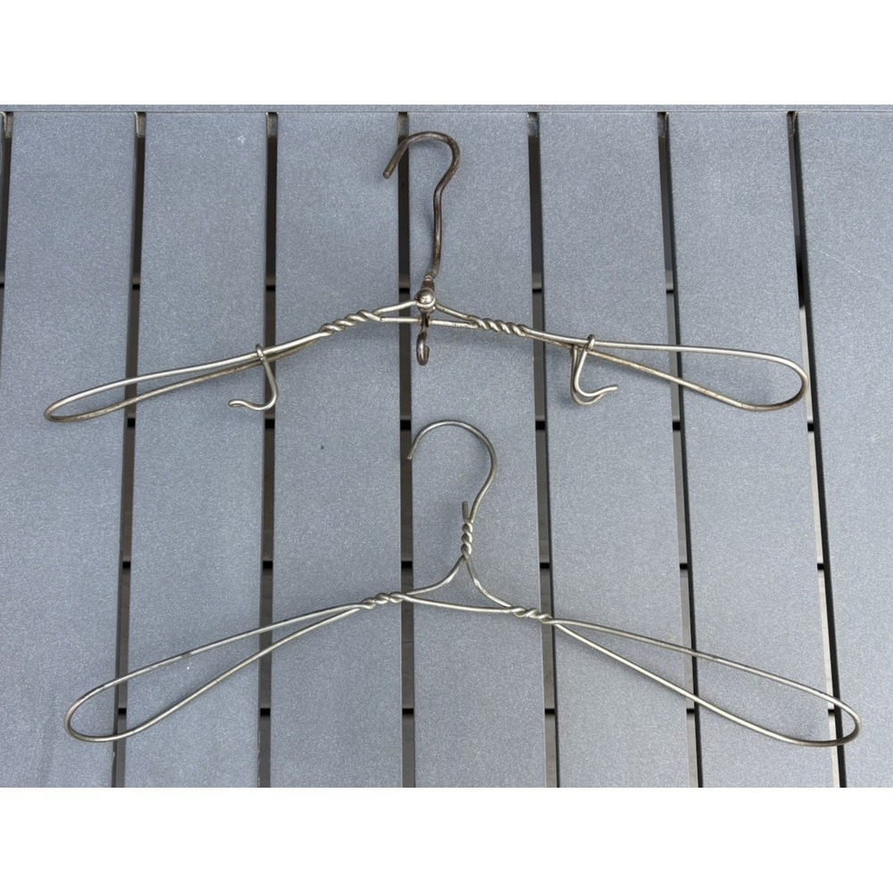 Vintage heavy duty twisted wire clothes hangers folding 1930's steampunk